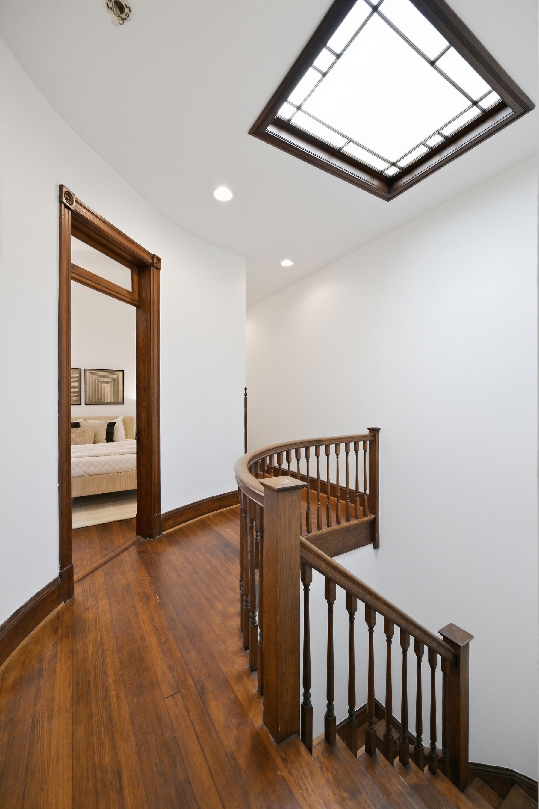 Original staircase and pocket door detail